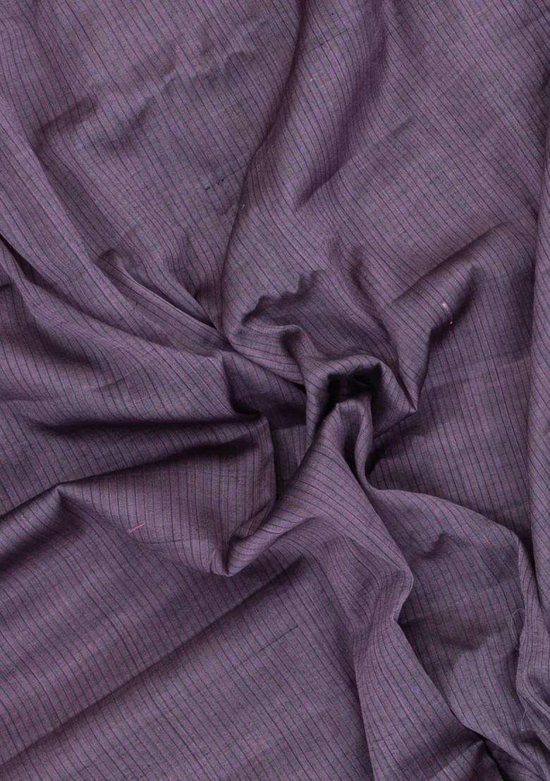 Lilac Handloom Gadwal Silk Cotton Saree With Stripes With Checks And Stripes Design For Women - Indya