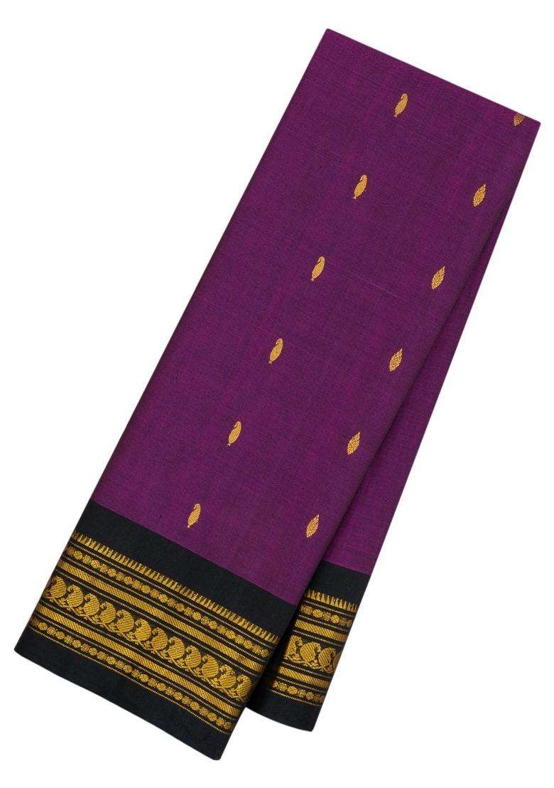 Magenta Handloom Gadwal Silk Cotton Saree With Buttas With Buttas And Brocade Design For Women - Indya
