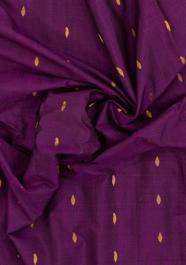 Magenta Handloom Gadwal Silk Cotton Saree With Buttas With Buttas And Brocade Design For Women - Indya