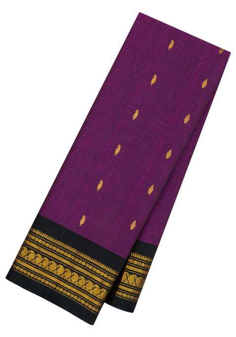Magenta Handloom Gadwal Silk Cotton Saree With Buttas With Buttas And Brocade Design For Women