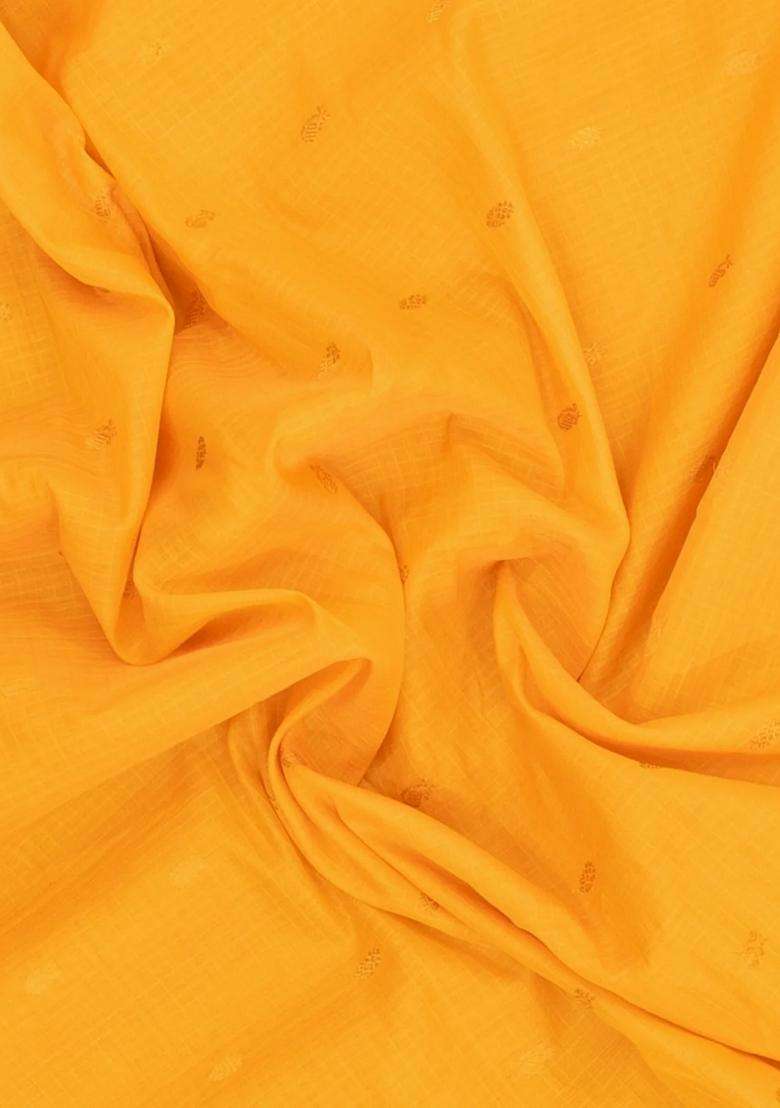 Yellow Handloom Gadwal Sico Saree With Cotton Body Silk Border With Buttas And Brocade Design For Women - Indya