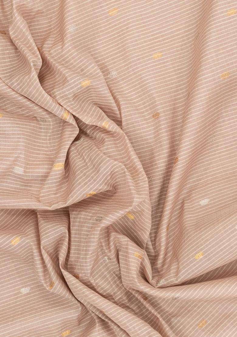 Beige Handloom Gadwal Sico Saree With Cotton Body Silk Border With Buttas And Brocade Design For Women - Indya