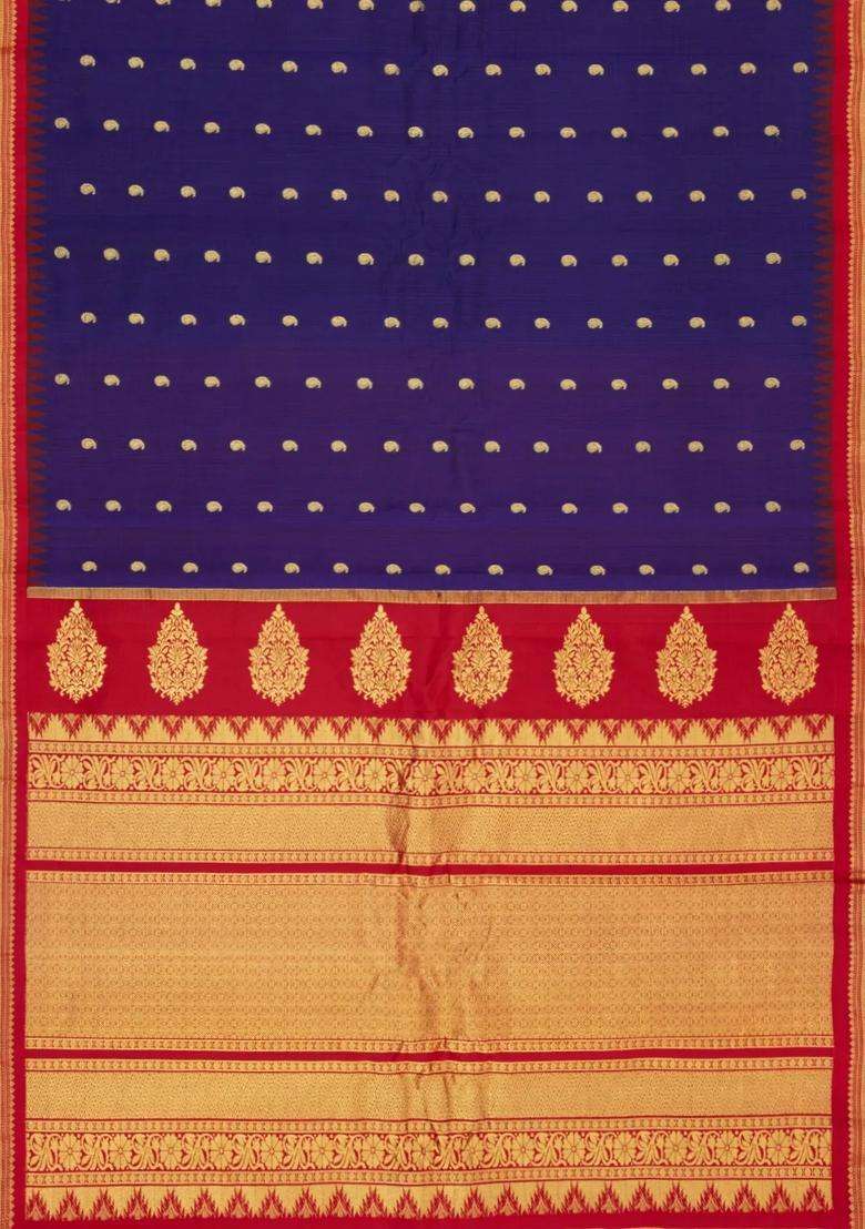 Purple Handloom Gadwal Sico Saree With Cotton Body Silk Border With Buttas And Brocade Design For Women - Indya