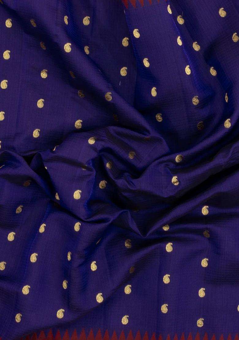 Purple Handloom Gadwal Sico Saree With Cotton Body Silk Border With Buttas And Brocade Design For Women - Indya