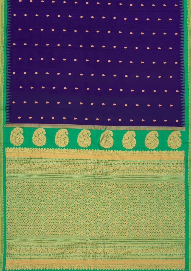 Purple Handloom Gadwal Sico Saree With Cotton Body Silk Border With Buttas And Brocade Design For Women - Indya