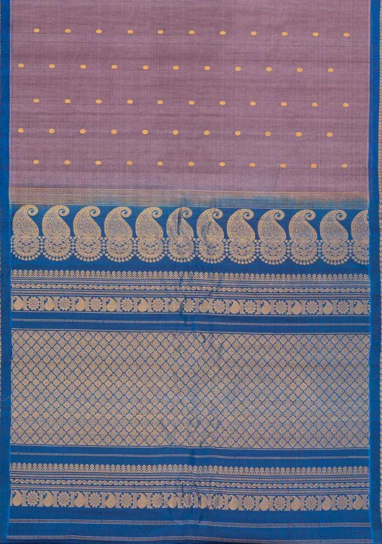 Grey Handloom Gadwal Silk Cotton Saree With Buttas With Buttas And Brocade Design For Women - Indya