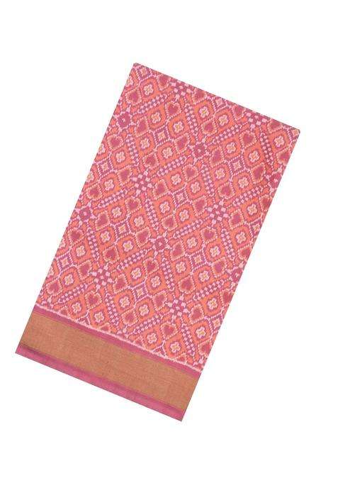 Dusty Pink Handloom Pochampally Ikat Silk Saree With Tie Dye Motifs With Printed Design For Women