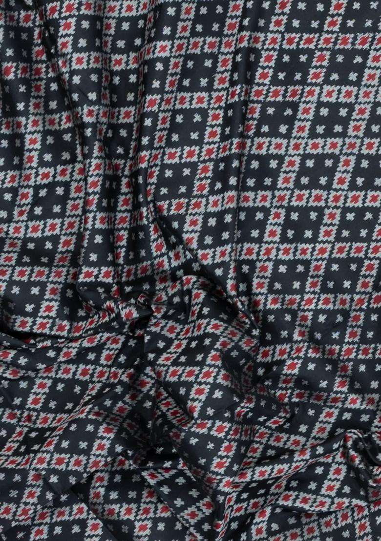 Bottle Green Handloom Pochampally Ikat Silk Saree With Tie Dye Motifs With Printed Design For Women - Indya