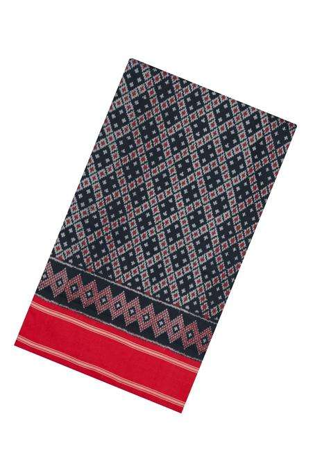 Bottle Green Handloom Pochampally Ikat Silk Saree With Tie Dye Motifs With Printed Design For Women
