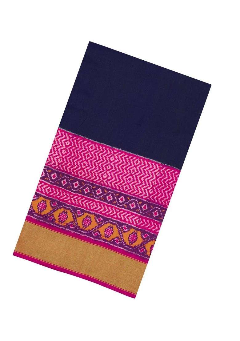 Purple Handloom Pochampally Ikat Silk Saree With Tie Dye Motifs With Printed Design For Women - Indya