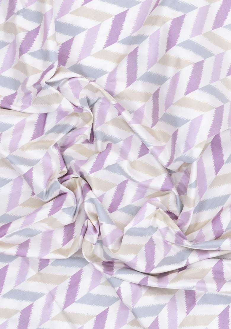 Lavander Lavender Handloom Pochampally Ikat Silk Saree With Tie Dye Motifs With Printed Design For Women - Indya