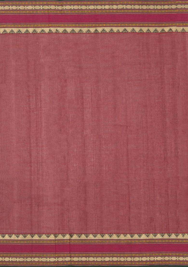 Crimson Handloom Kanchi Cotton Saree With Zari Buttas With Buttas And Brocade Design For Women - Indya