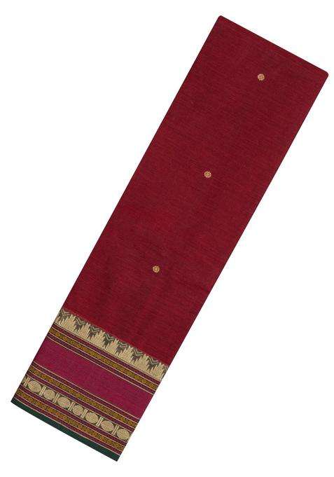 Crimson Handloom Kanchi Cotton Saree With Zari Buttas With Buttas And Brocade Design For Women