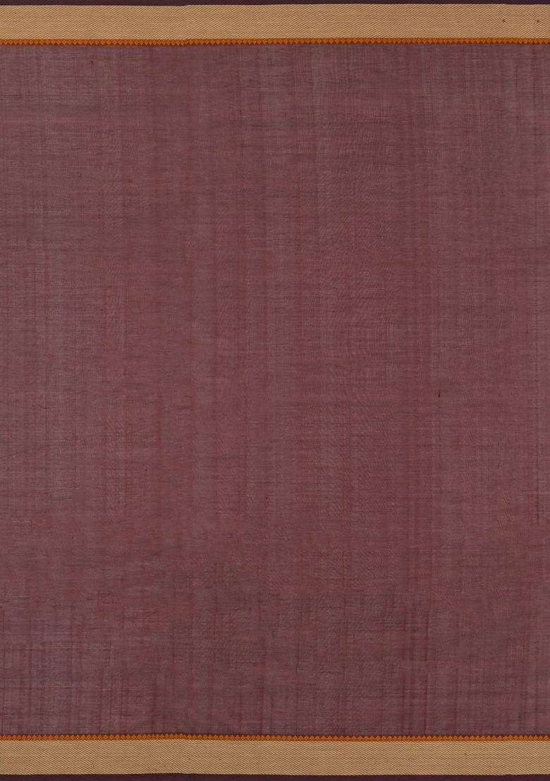 Maroon Handloom Silk Cotton Saree With Buttas With Buttas And Brocade Design For Women - Indya