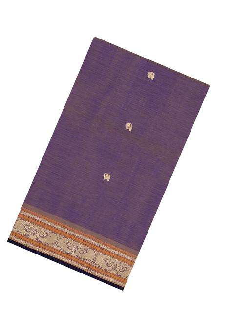 Lilac Handloom Silk Cotton Saree With Buttas With Buttas And Brocade Design For Women