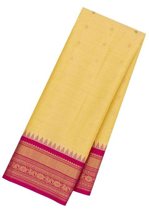 Sandal Handloom Gadwal Sico Saree With Cotton Body Silk Border With Buttas And Brocade Design For Women