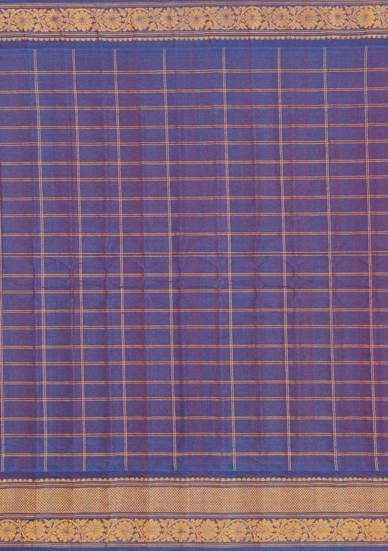 Pink Handloom Gadwal Silk Cotton Saree With Checks Buttas With Buttas And Brocade Design For Women - Indya