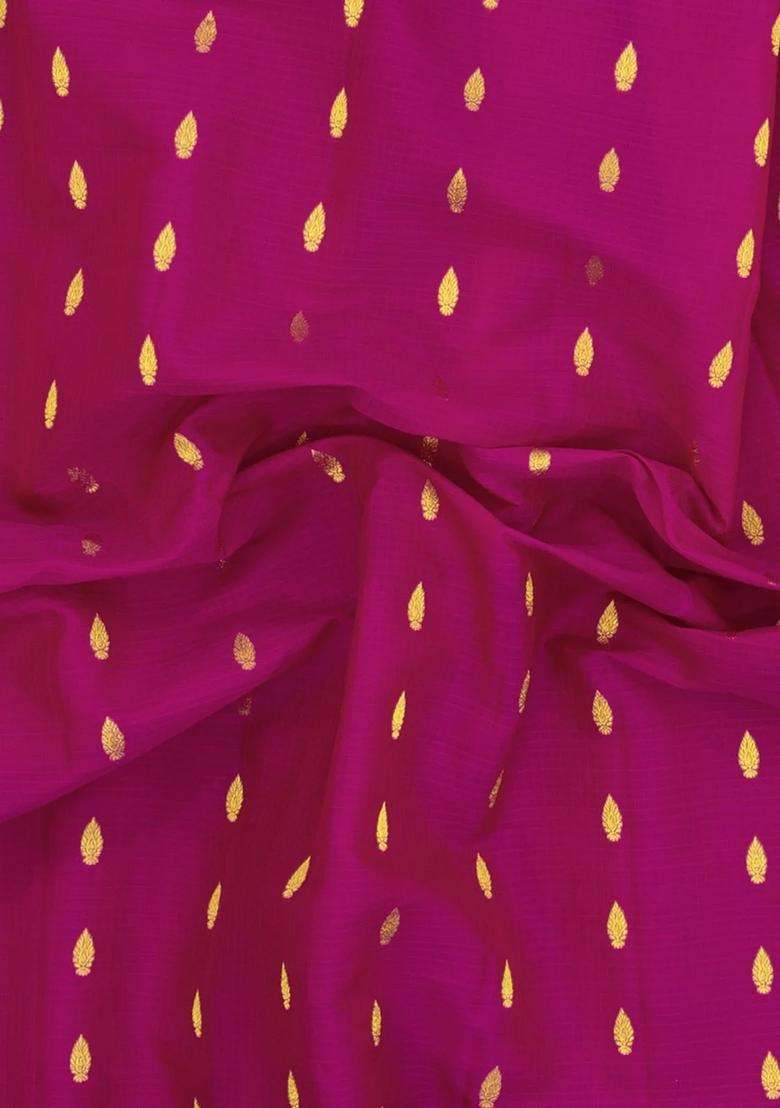 Magenta Handloom Gadwal Sico Saree With Cotton Body Silk Border With Buttas And Brocade Design For Women - Indya
