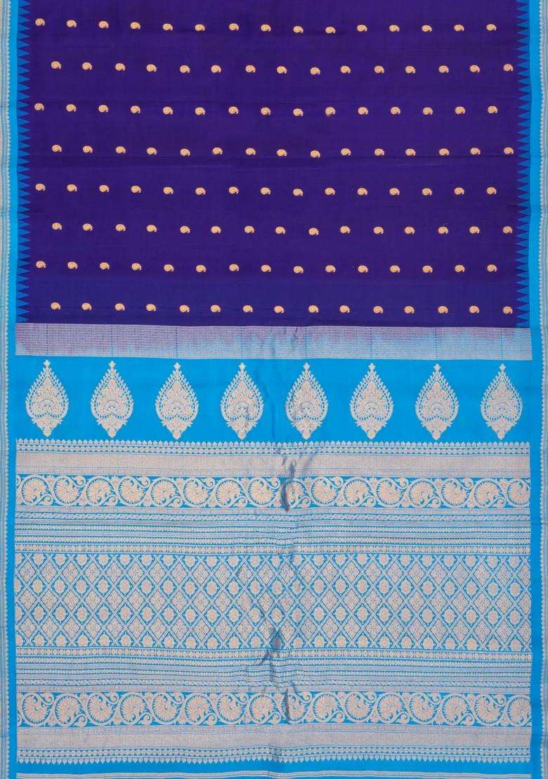 Purple Handloom Gadwal Sico Saree With Cotton Body Silk Border With Buttas And Brocade Design For Women - Indya