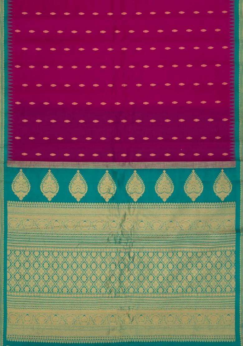 Pink Handloom Gadwal Sico Saree With Cotton Body Silk Border With Buttas And Brocade Design For Women - Indya