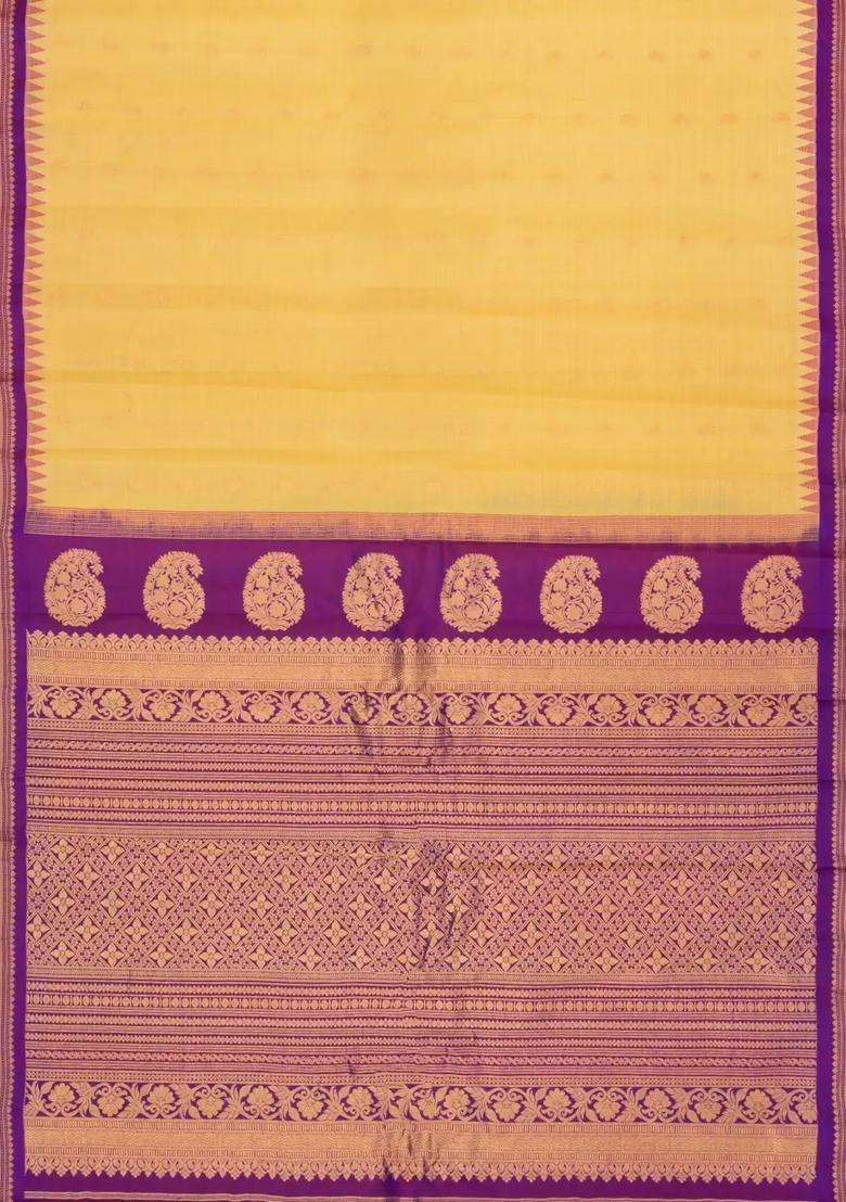 Sandal Handloom Gadwal Sico Saree With Cotton Body Silk Border With Buttas And Brocade Design For Women - Indya
