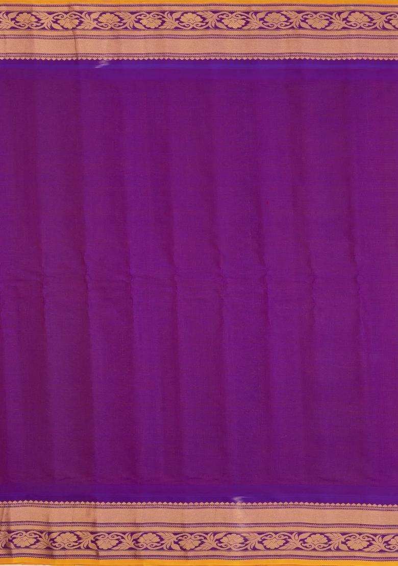 Sandal Handloom Gadwal Sico Saree With Cotton Body Silk Border With Buttas And Brocade Design For Women - Indya