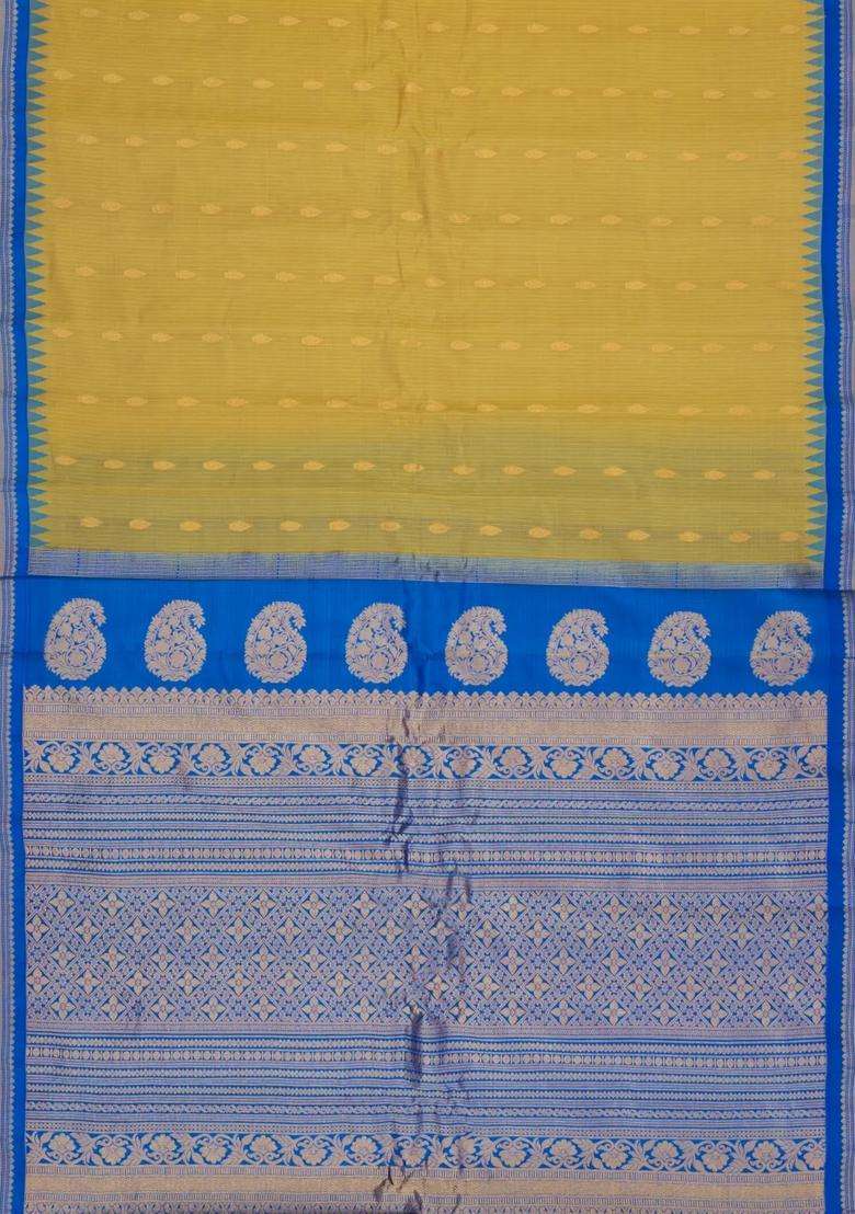 Sandal Handloom Gadwal Sico Saree With Cotton Body Silk Border With Buttas And Brocade Design For Women - Indya