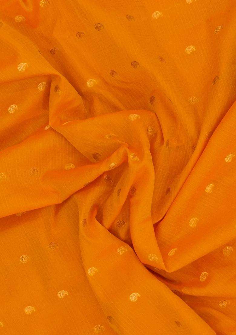 Mango Yellow Handloom Gadwal Sico Saree With Cotton Body Silk Border With Buttas And Brocade Design For Women - Indya