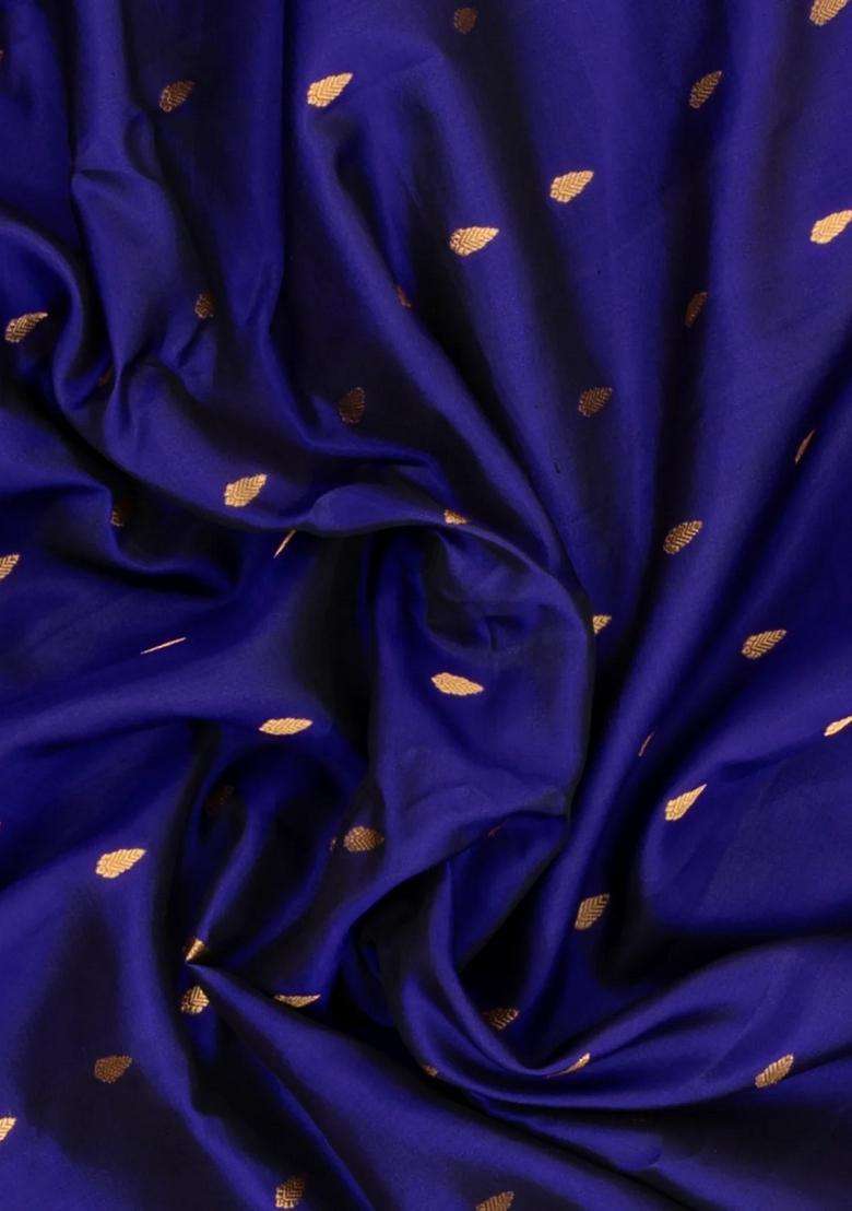 Violet Handloom Gadwal Silk Saree With Buttas Contrast Border With Buttas And Brocade Design For Women - Indya
