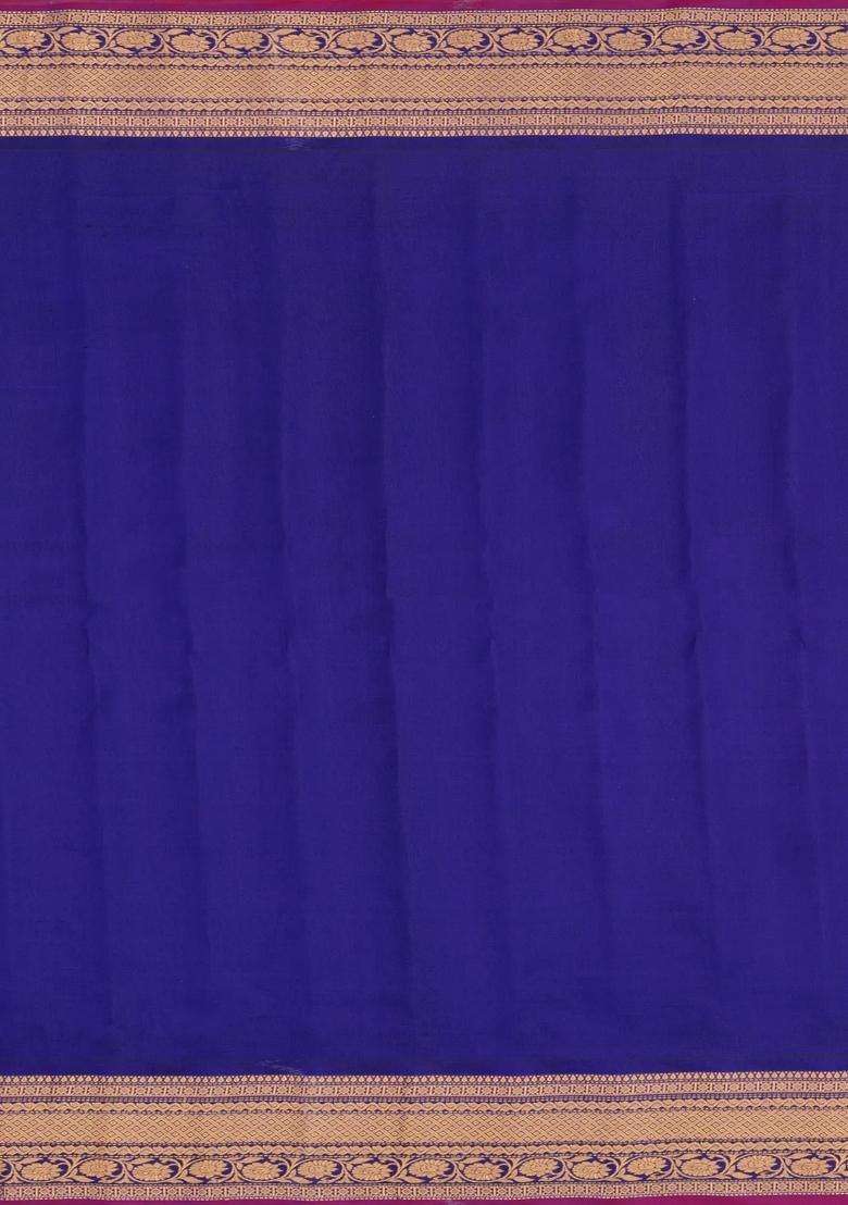 Sandal Handloom Gadwal Silk Saree With Buttas Contrast Border With Buttas And Brocade Design For Women - Indya