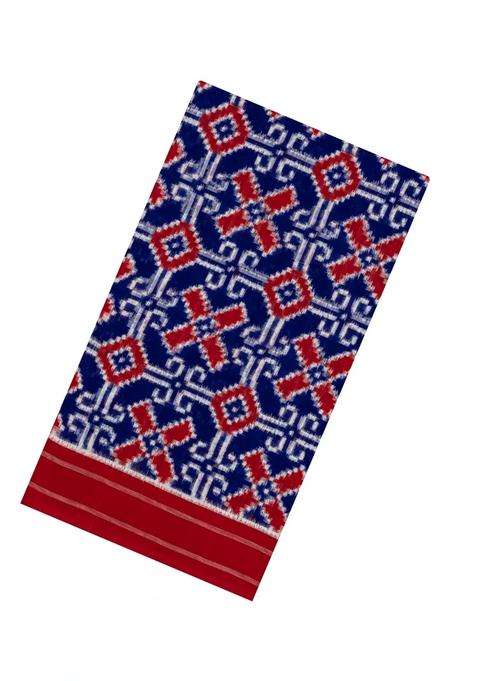 Blue Handwoven Orissa Cotton Saree With Tie Dye Motifs With Printed Design For Women