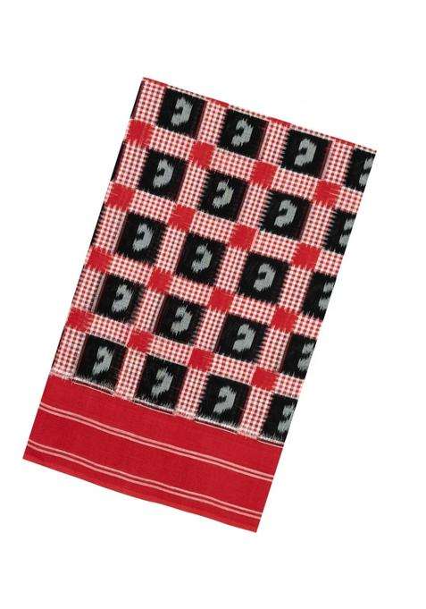Black Handwoven Orissa Cotton Saree With Tie Dye Motifs With Printed Design For Women