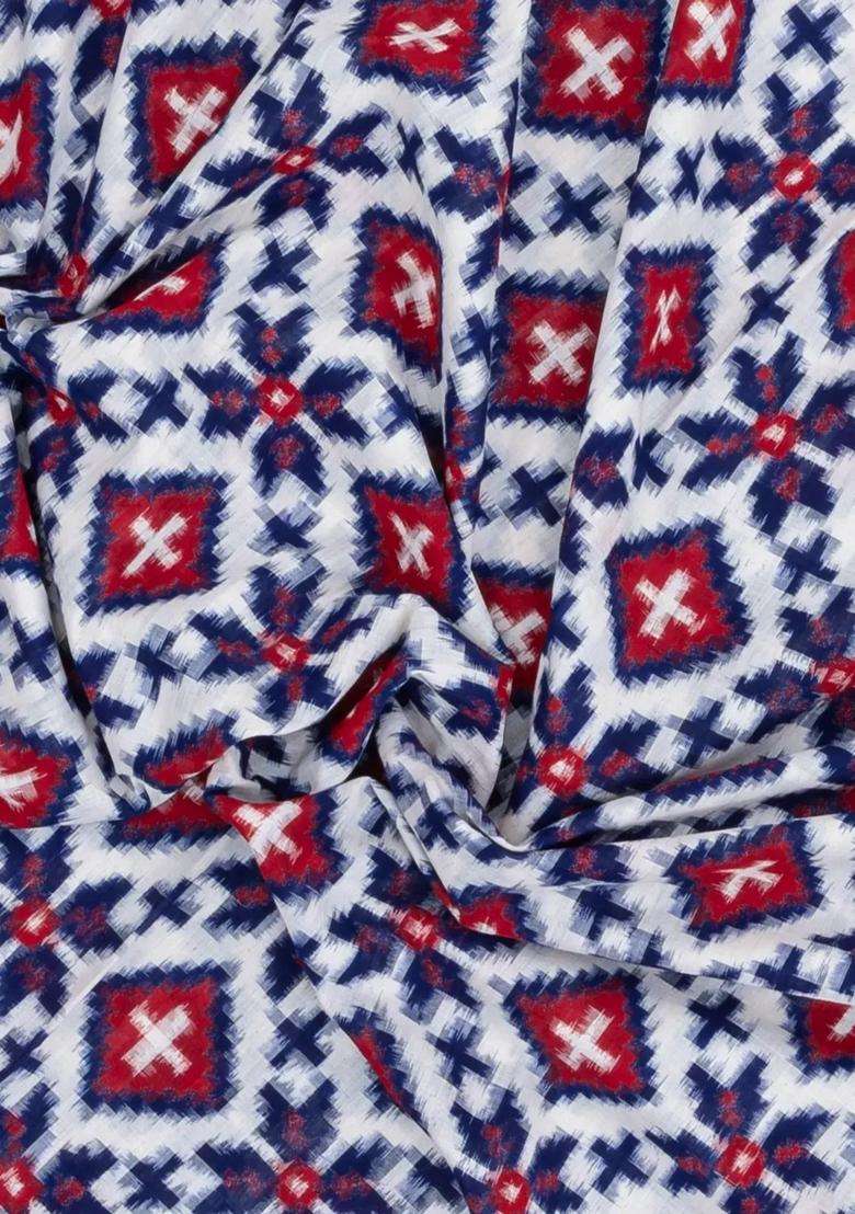 Off White Handwoven Orissa Cotton Saree With Tie Dye Motifs With Printed Design For Women - Indya