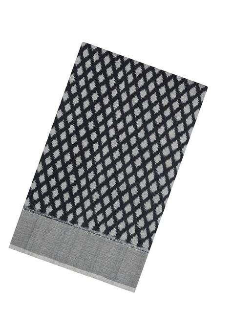 Black Handwoven Orissa Cotton Saree With Tie Dye Motifs With Printed Design For Women