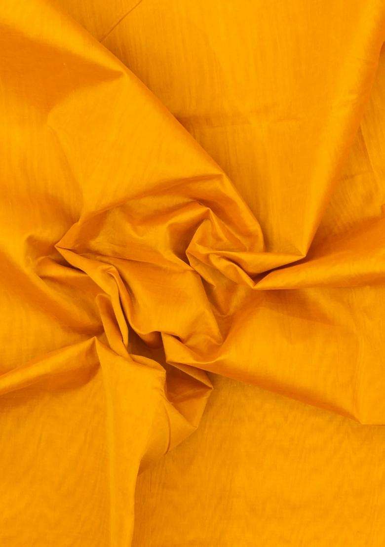 Yellow Handloom 9 Yards Silk Cotton Saree With Contrast Border With Traditional Woven Design For Women - Indya