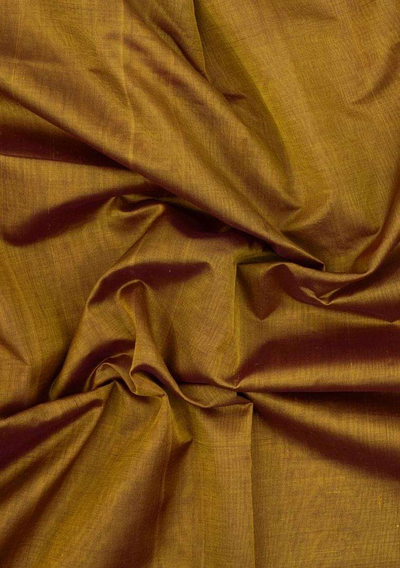 Mustard Handloom 9 Yards Silk Cotton Saree With Contrast Border With Traditional Woven Design For Women - Indya