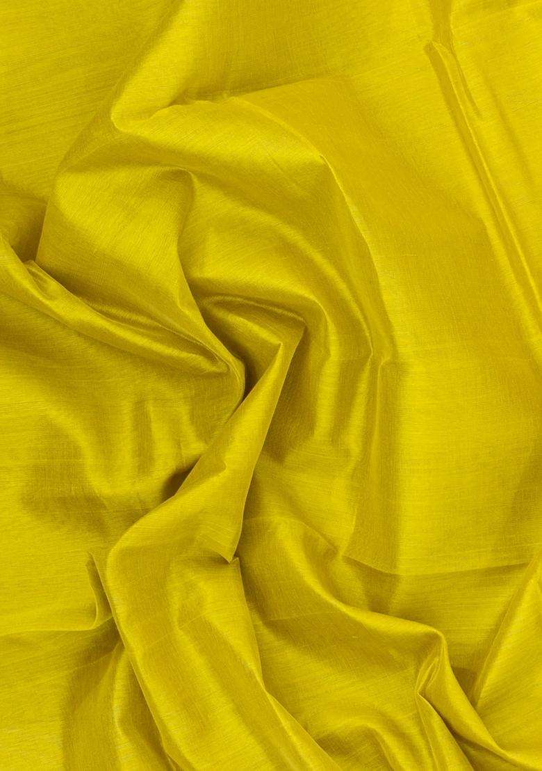 Lime Green Handloom Korvai Silk Cotton Saree With Contrast Border With Korvai And Temple Border Design For Women - Indya