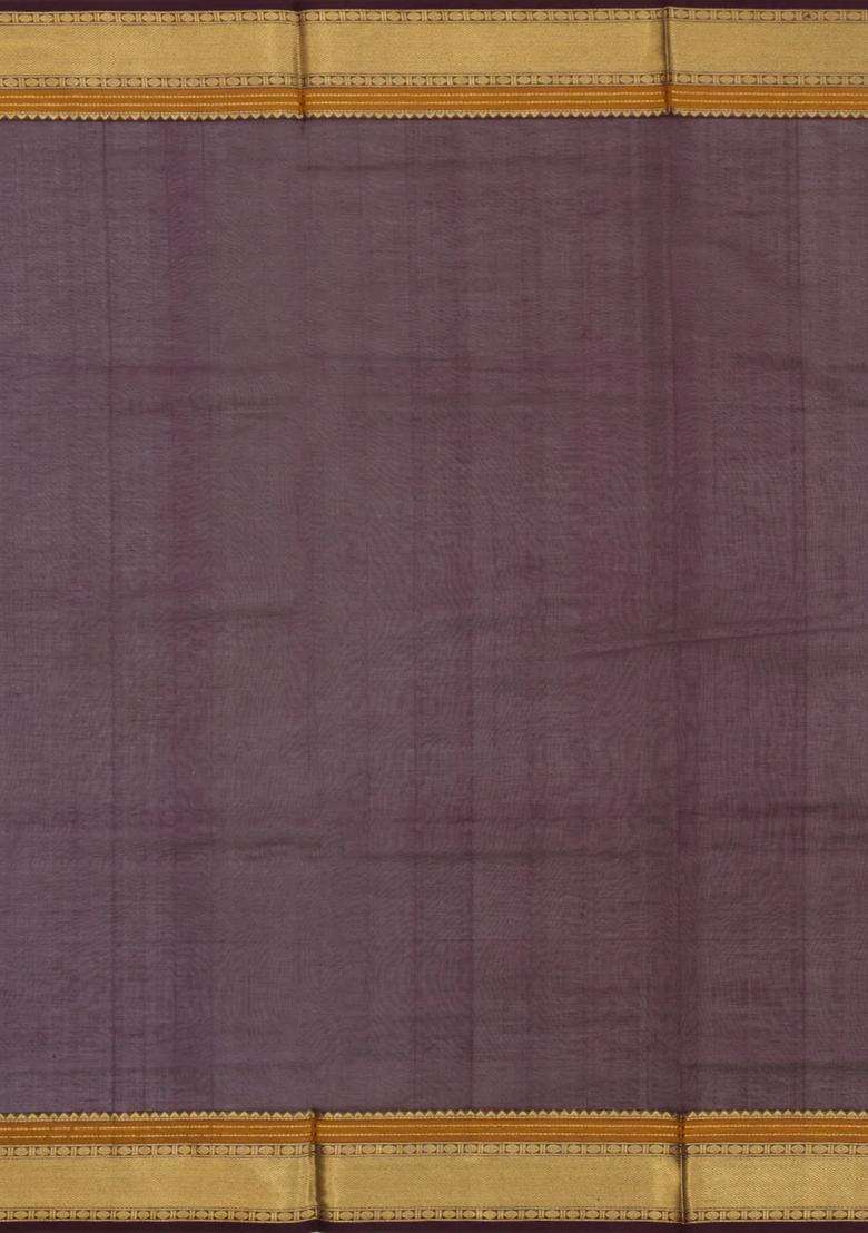 Burgundy Handloom Silk Cotton Saree With Fish Buttas With Buttas And Brocade Design For Women - Indya