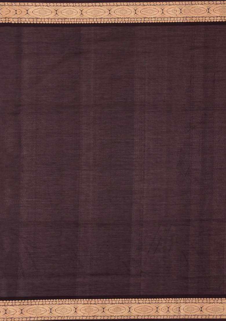 Navy Blue Cyan Handloom Soft Silk Cotton Saree With Stripes With Checks And Stripes Design For Women - Indya