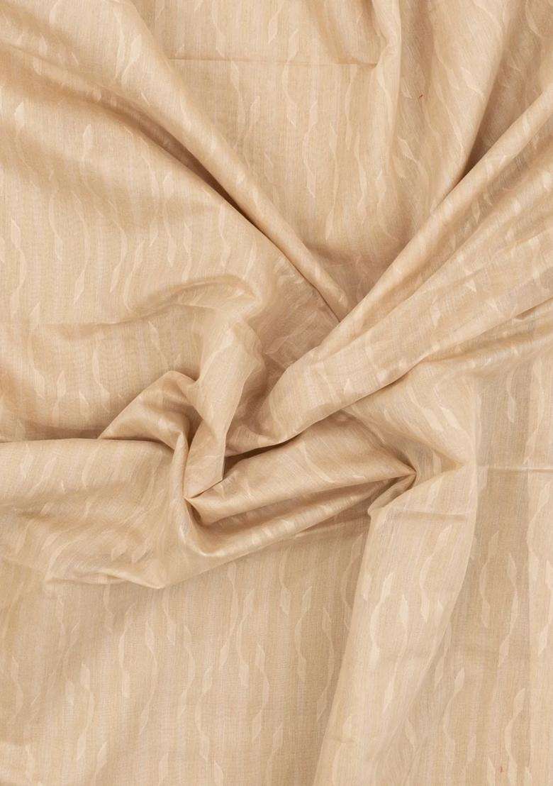 Taupe Printed Blended Exclusive Chanderi Silk Cotton Saree With Jhalar For Women - Indya