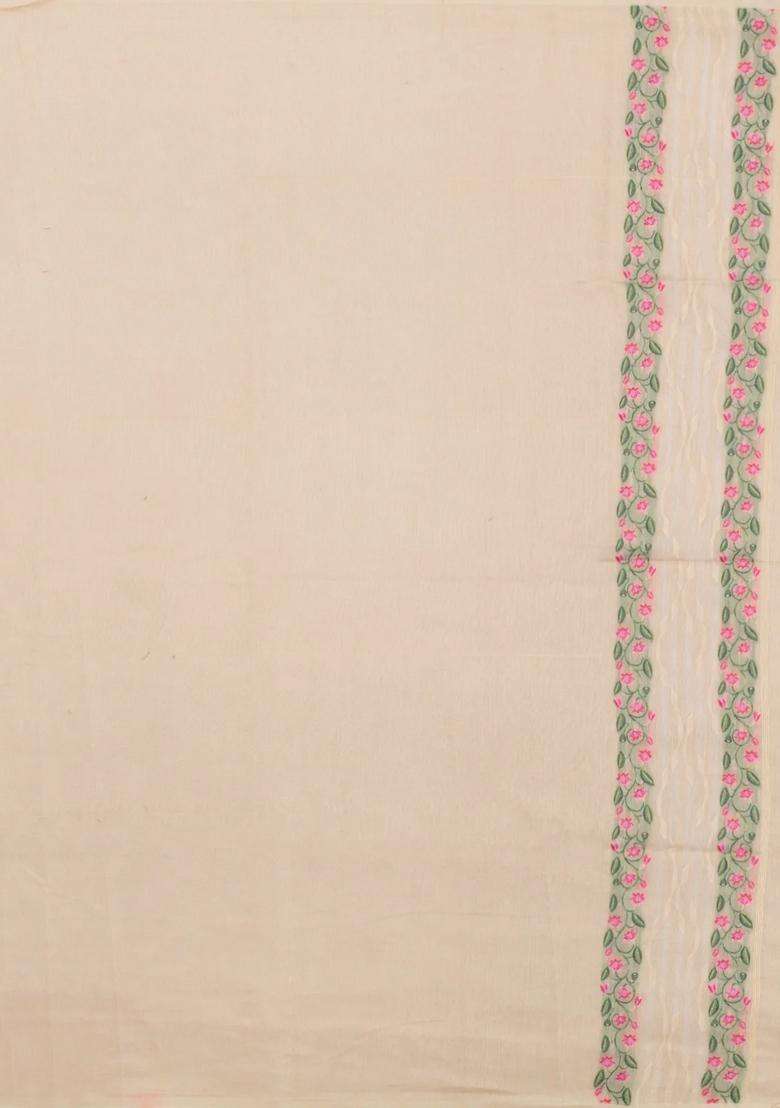 Taupe Printed Blended Exclusive Chanderi Silk Cotton Saree With Jhalar For Women - Indya