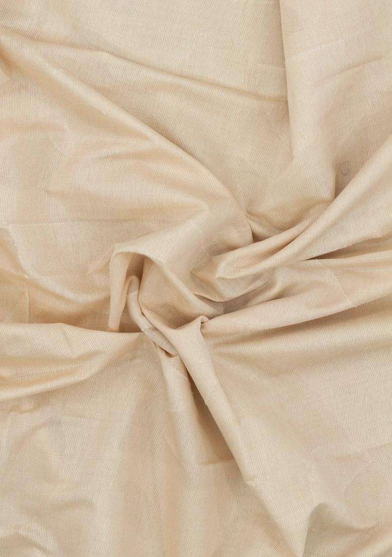 Taupe Printed Blended Exclusive Chanderi Silk Cotton Saree With Jhalar For Women - Indya