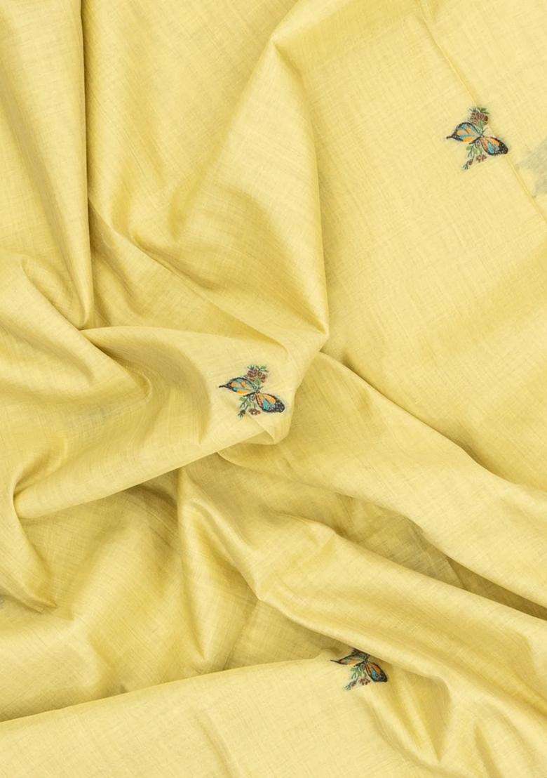 Yellow Printed Blended Exclusive Chanderi Silk Cotton Saree With Jhalar For Women - Indya