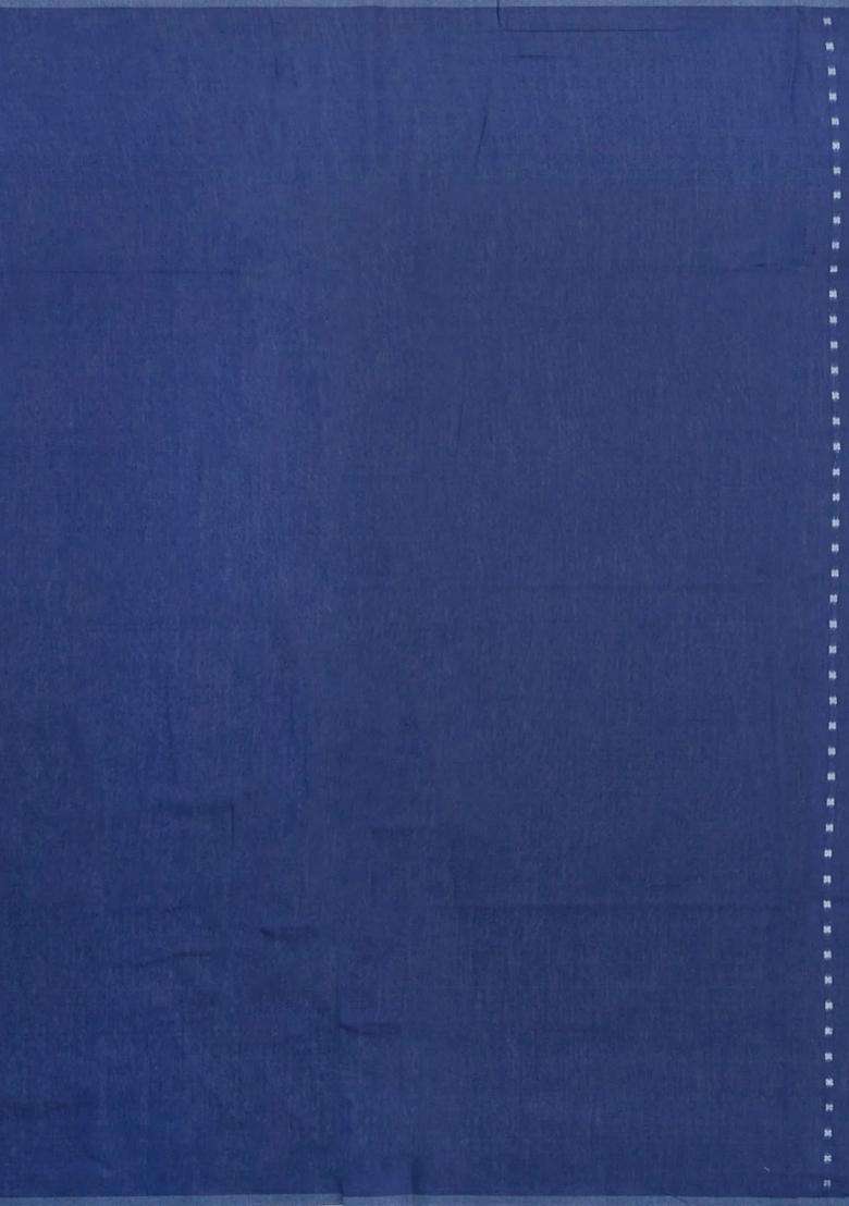 Blue Woven Blended Exclusive Chanderi Silk Cotton Saree With Jhalar With Checks And Stripes Design For Women - Indya