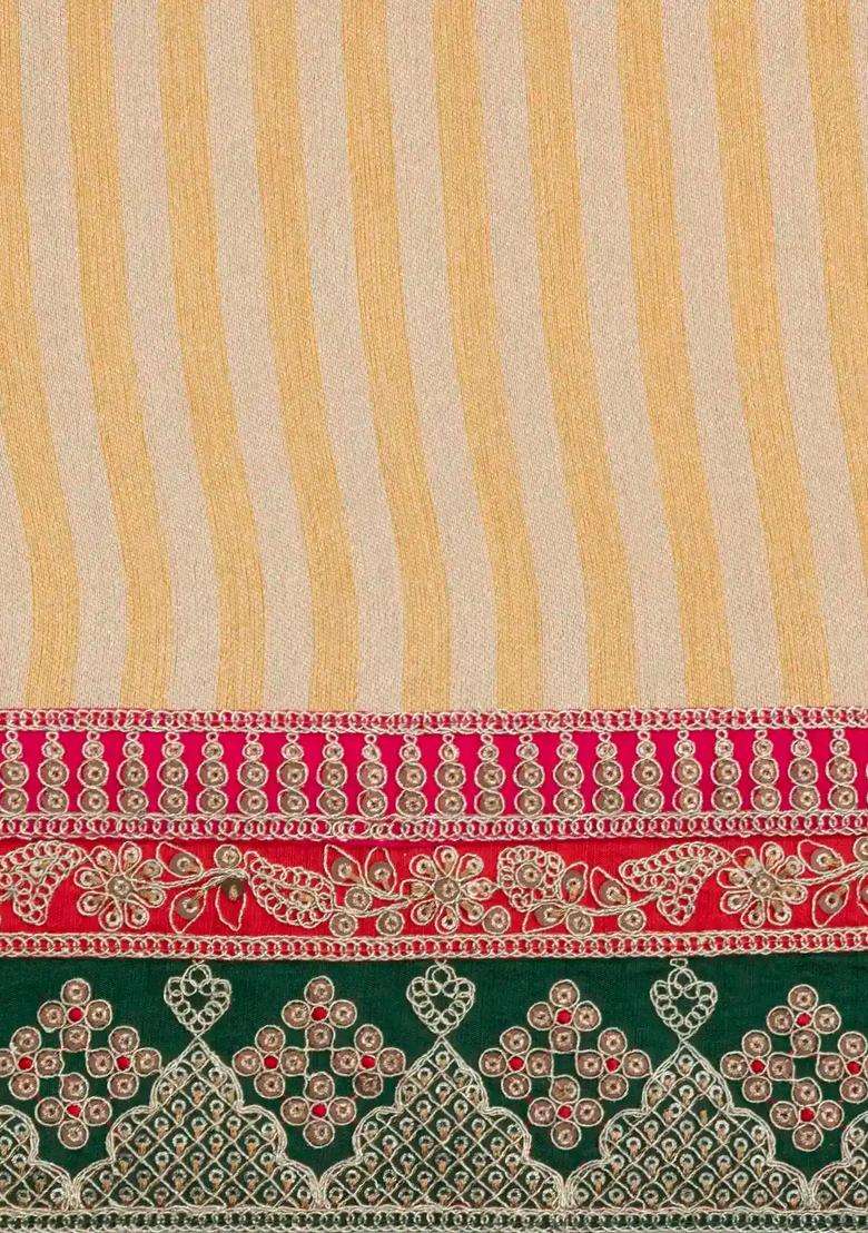 Gold Woven Synthetic Blended Art Silk Saree With Embroidered Border For Women - Indya