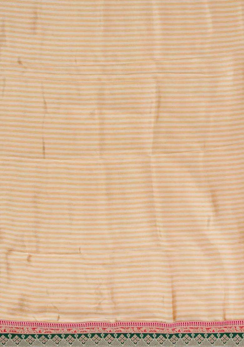 Gold Woven Synthetic Blended Art Silk Saree With Embroidered Border For Women - Indya