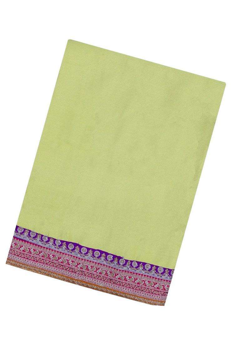 Mint Green Woven Synthetic Blended Art Silk Saree With Embroidered Border For Women - Indya