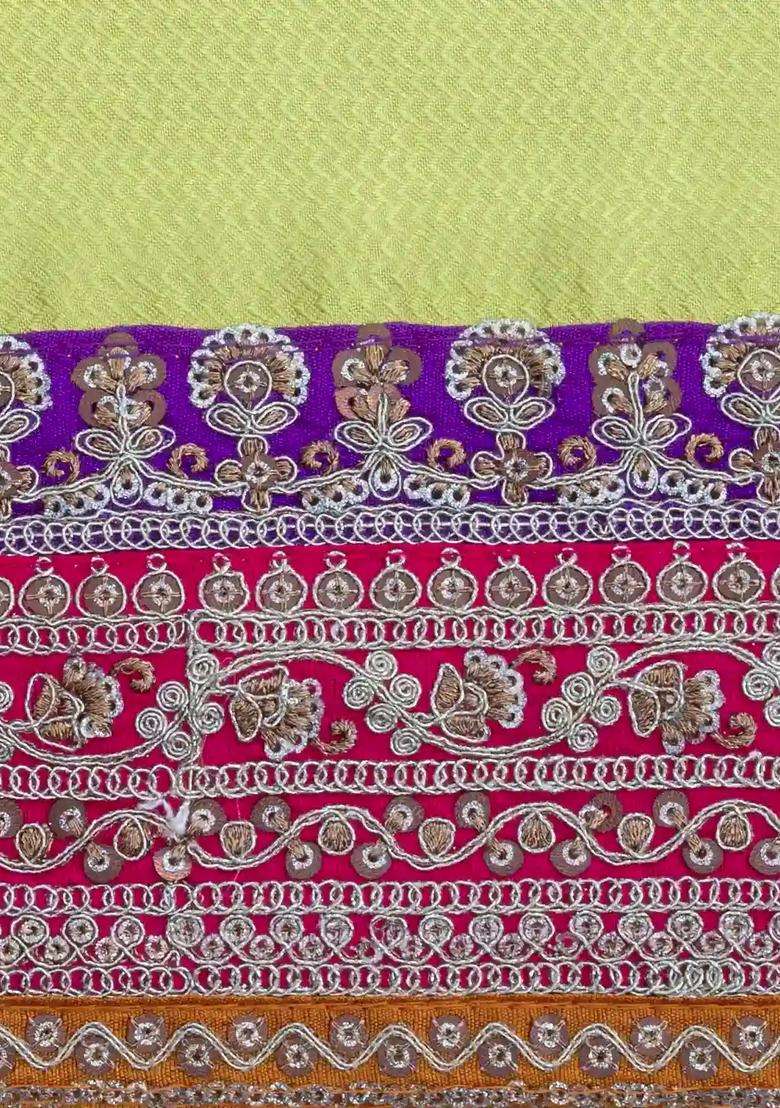 Mint Green Woven Synthetic Blended Art Silk Saree With Embroidered Border For Women - Indya