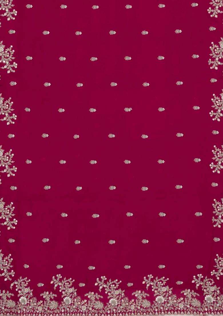 Magenta Woven Synthetic Blended Art Silk Saree With Embroidered Motifs For Women - Indya