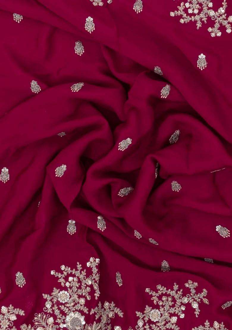 Magenta Woven Synthetic Blended Art Silk Saree With Embroidered Motifs For Women - Indya